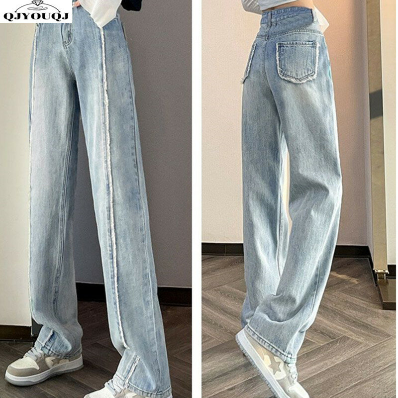 2024 Frühling und Herbst neue Damen jeans hohe Taille locker sitzen abnehmen Modedesign gerade Bein weites Bein Hosen