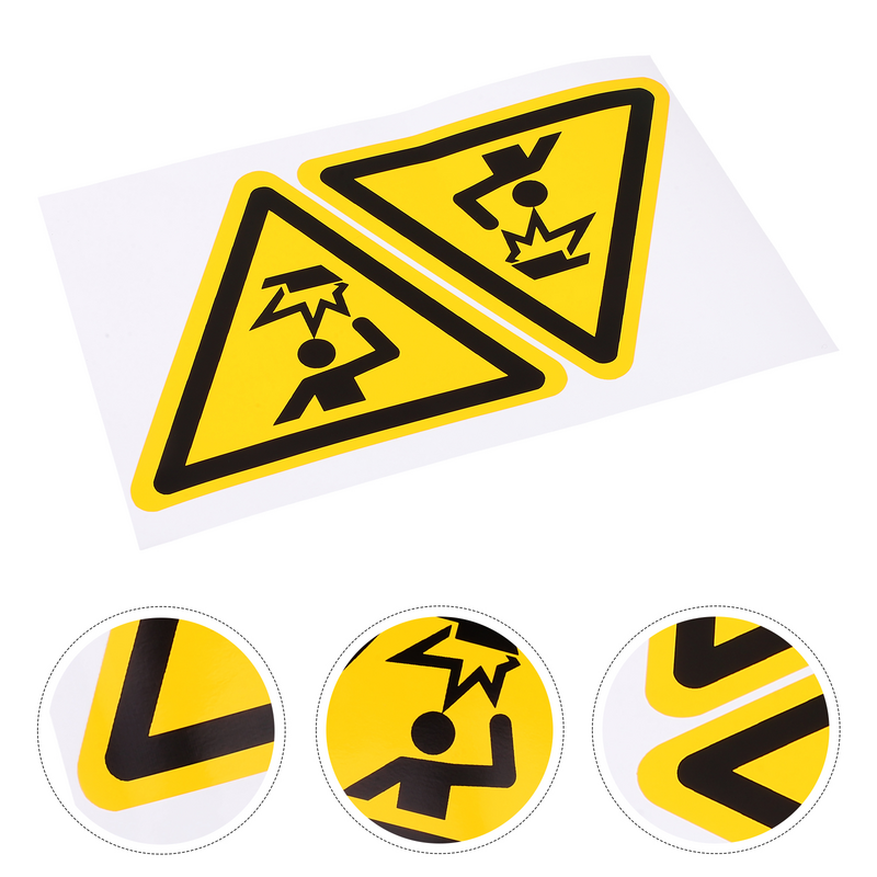 Etiquetas adhesivas de advertencia para reloj, calcomanías de colisión para equipo de fábrica, 2 piezas