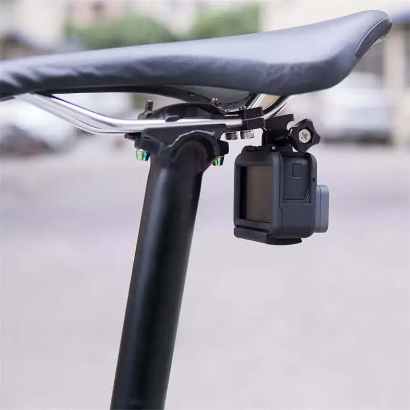 Iamok-マウンテンバイクブラックサドルクリップ、アルミニウム合金、モーションカメラベース、Gopro Hero 4、3、自転車アクセサリー用ビデオホルダー