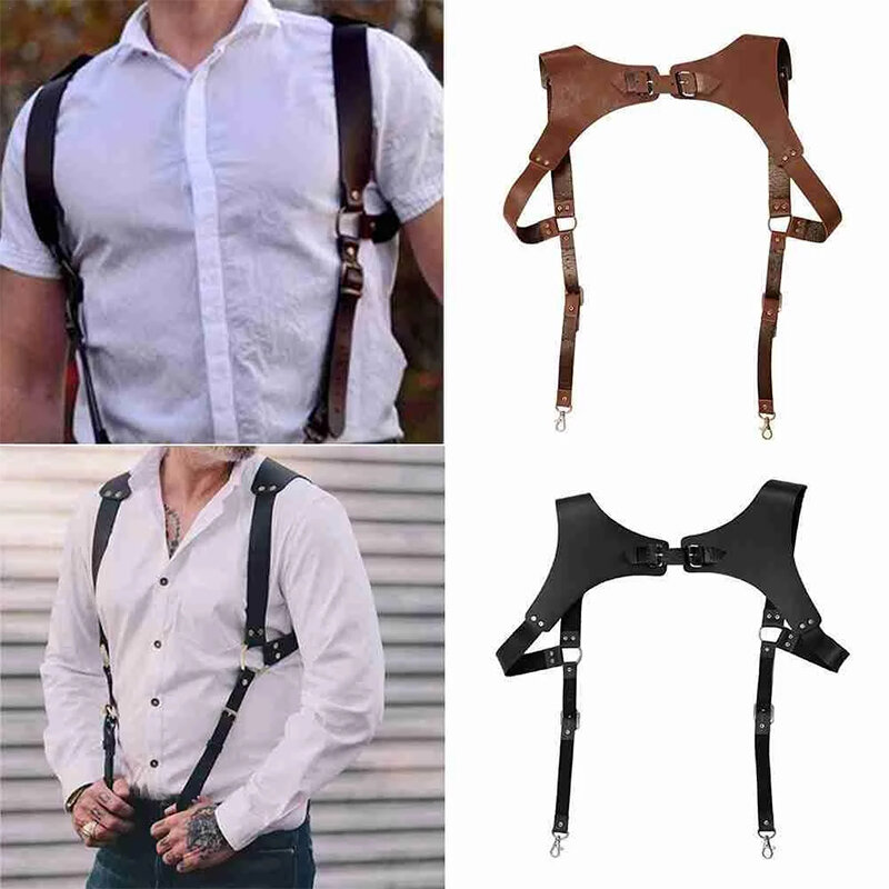 Fashion Sportman Suspenders Imitation Leather Straps Adult Belts European And American Style Men Suspenders Belts