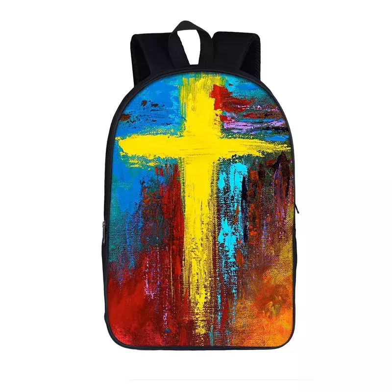 Tas ransel lukisan warna-warni Yesus Vintage tas perjalanan kasual pria wanita tas sekolah anak-anak remaja tas ransel Laptop pelajar