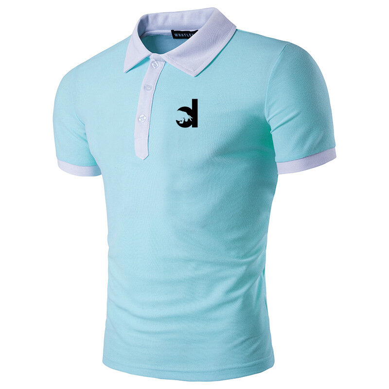 Summer Casual Polo Shirt Men's Business Short Sleeve Top Fashion Lapel Slim Fit Colorblock Basic T-Shirt