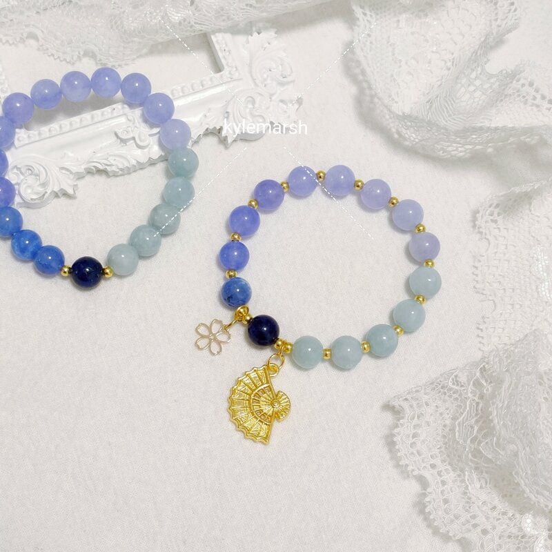 Genshin – Bracelet en cristal bleu pour femmes, accessoires de décoration, thème de dessin animé Kamisato Ayaka, bijoux cadeau pour filles