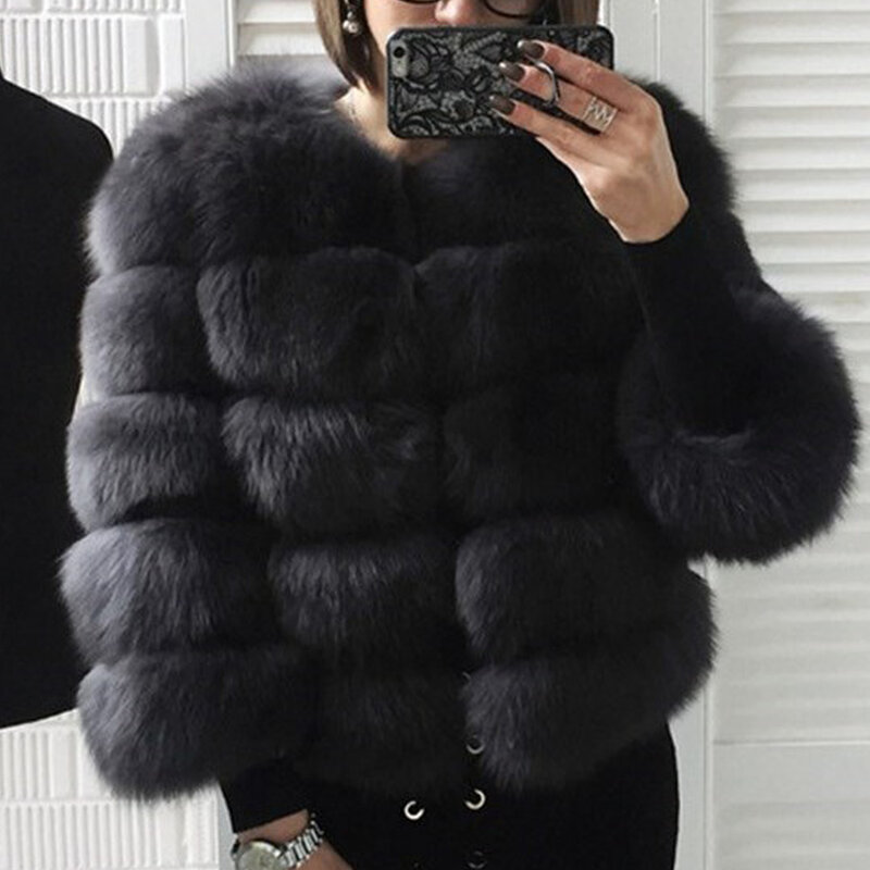 Faux Fox Fur Coat for Women, Long Sleeve Jacket, Faux Fox Fur Coat, Elegant Thick Warm Outerwear, Winter Fashion, New Top