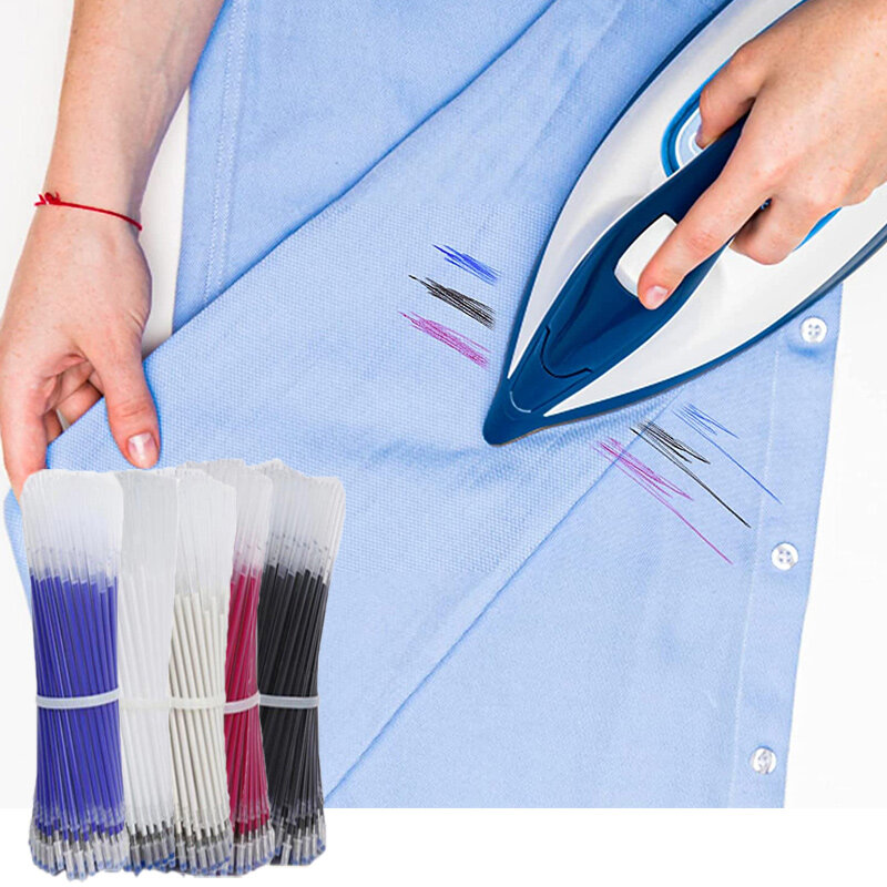 42/40 buah pena dapat dihapus panas isi ulang 5 warna menandai kain dapat diganti untuk menjahit Quilting, membuat gaun, kain, jahit ekor