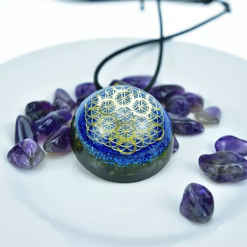 Pingente original de energia orgon, colar kabbalah, fruta da vida, símbolo sagrado, jóias de reiki para mulheres, cura energética