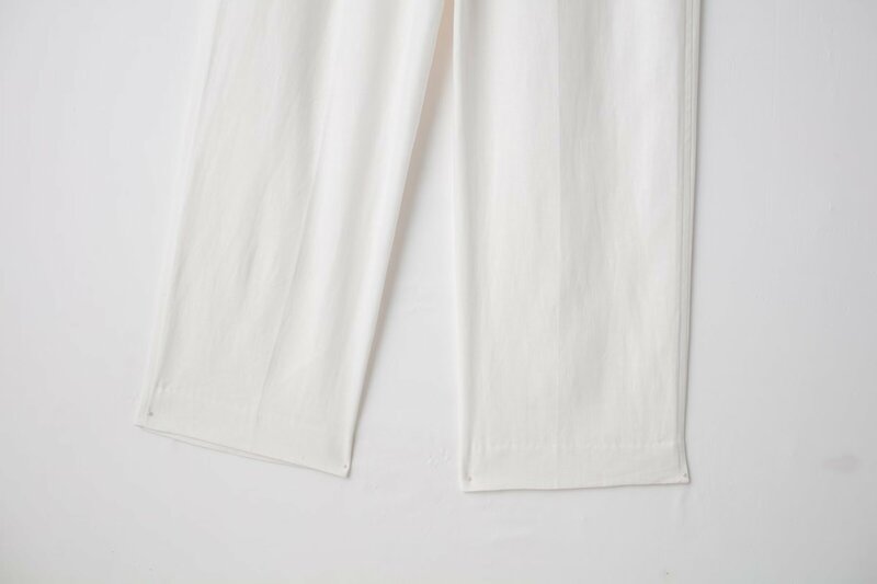 Pantalon droit en lin trempé avec ceinture pour femme, 2 pièces, haut en émail mélangé, mode et loisirs, Joker, nouveau, 2024