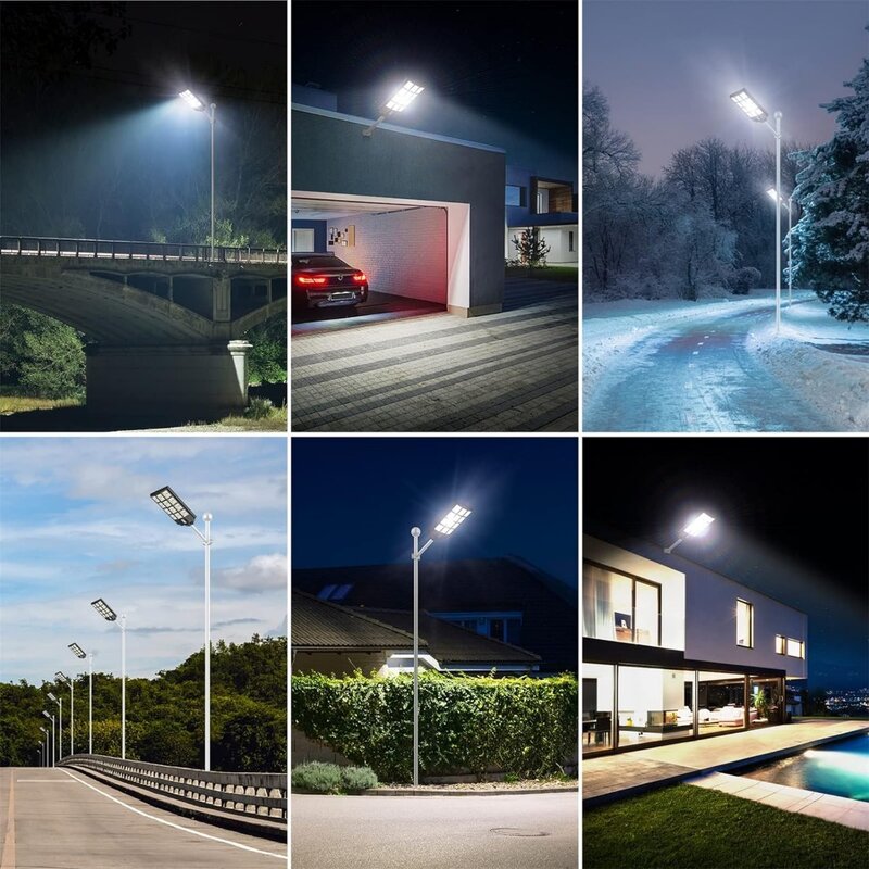 INSDEA-LEDソーラーストリートライト、防水セキュリティライト、モーションセンサー、フラッドライト、夕暮れから160000lm、1600w