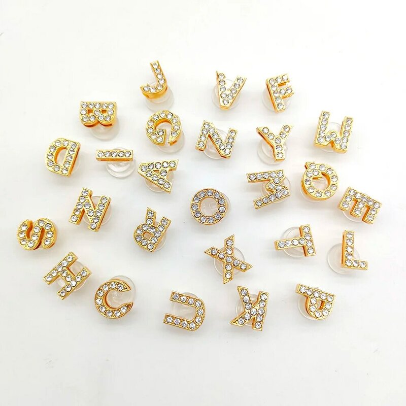 1-26 pezzi moda lettere d'oro ciondoli per scarpe in metallo accessori decorazioni per scarpe da giardino per bambini regali di natale X-Mas