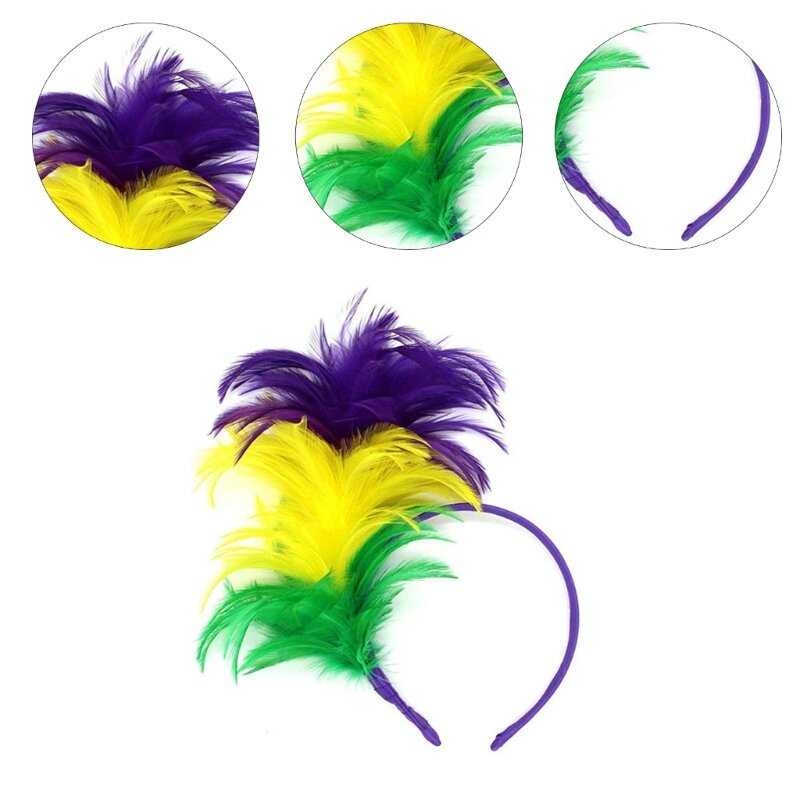 Y166 Mardi Gras Flapper hoofdband Feather Mardi Gras Parades Masquerade zendspoel