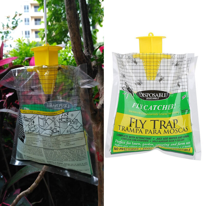 3pcs Newly Fly Trap Bags Fly Catcher trappola per insetti Hanging Bait Bag Catcher per acchiappasogni da giardino all'aperto per forniture da giardino