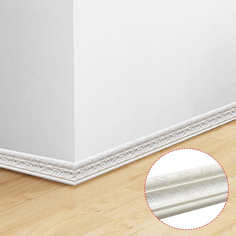 2.3m 3D Self Adhesive Wall Trim Line Skirting Border Waterproof Baseboard Wallpaper Sticker For Living Room Home Decoration