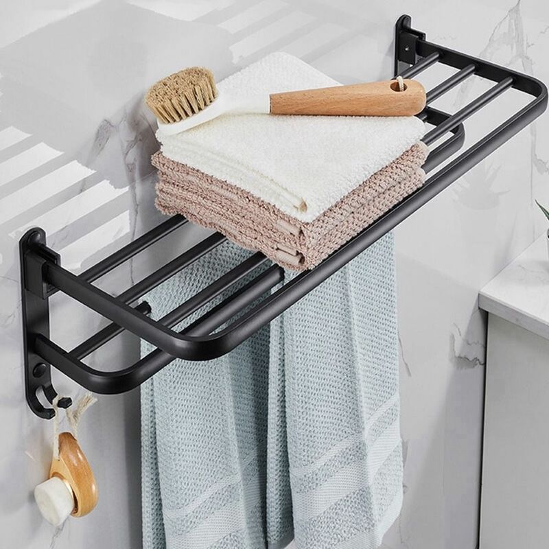 Punch-Free No Drilling With Hook Free Punching Wall-Mounted Movable Shower Shelf Towel Rack Shower Hanger Towel Holder
