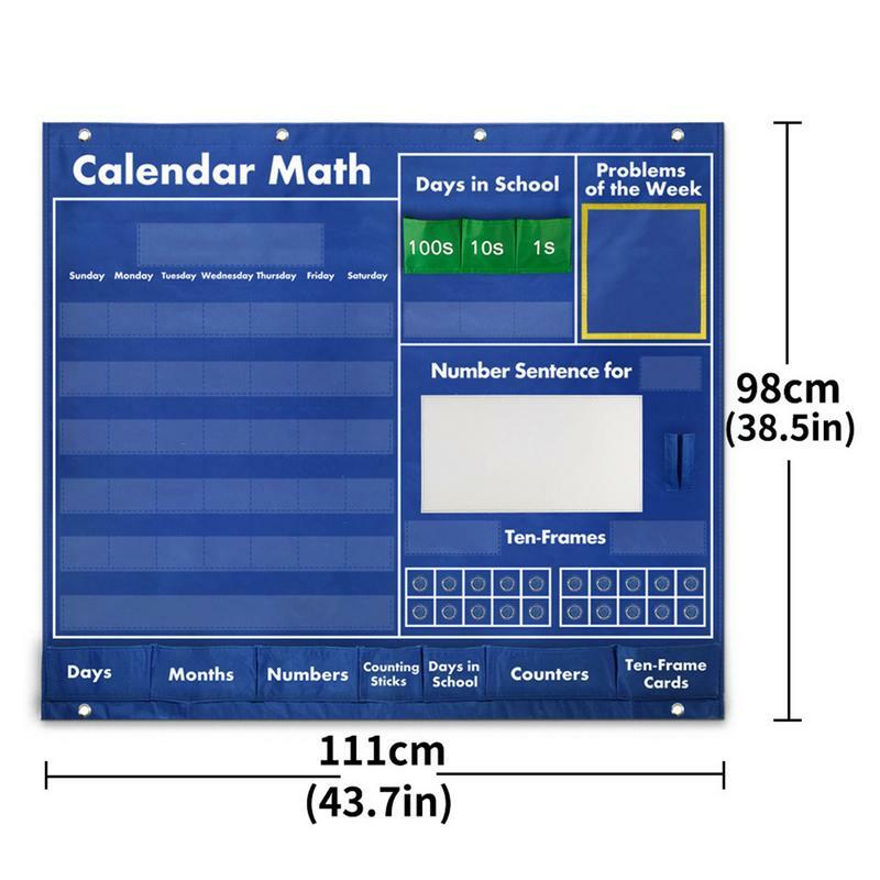 التقويم جيب الرسم البياني الرياضيات جيب التقويم للطلاب الملونة الفصول الدراسية التقويم مع بطاقات كلمة النشاط بطاقات قابلة لإعادة الاستخدام
