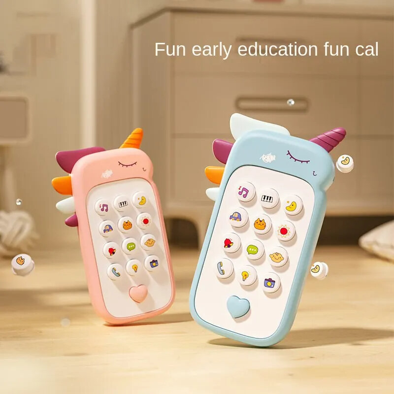 Baby cartoon simulation music light phone toys bambini early education story machine bilingue learning sound cute animals toy