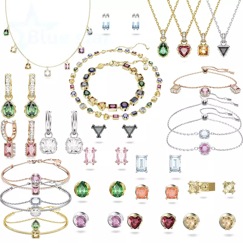 2023 Fashion Trend stilla Ladies Jewelry Pink Crystal Necklace Earrings Heart Shape Crystal Jewelry