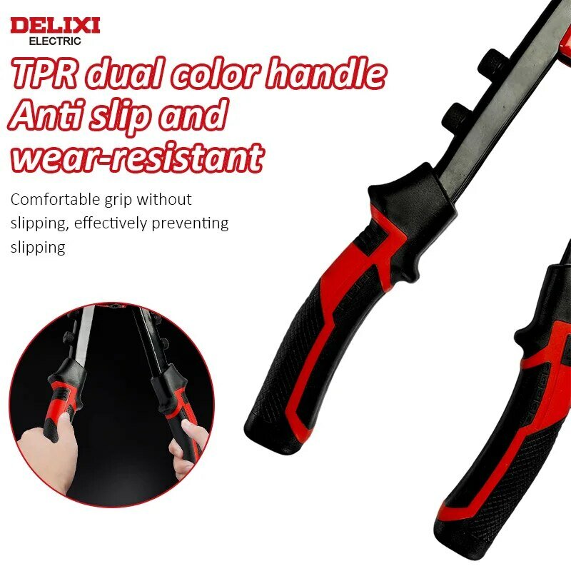 DELIghts-Pistolet à riveter électrique manuel, odorà nervures professionnel, ergonomique, levier élevé, 17 po