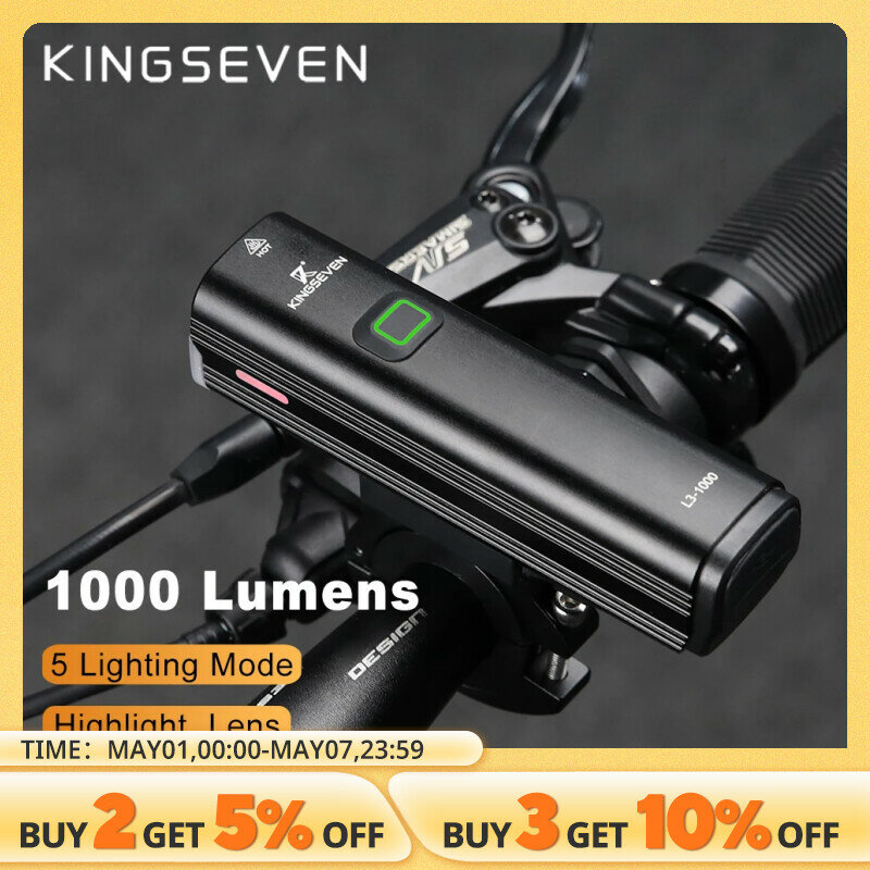 KINGSEVEN reflektory rowerowe Sunny 1000 lumenów Grande Power Bank Mon latarka kierownica wodoodporny rower MTB wyróżnij rower
