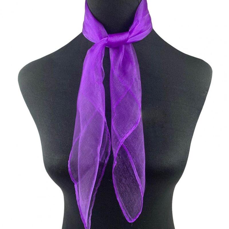 Женский платок, атласный прозрачный газовый шарф, однотонный тонкий платок для танцев аквамана, квадратный платок для стюардесс, шейный платок, 2 шт.