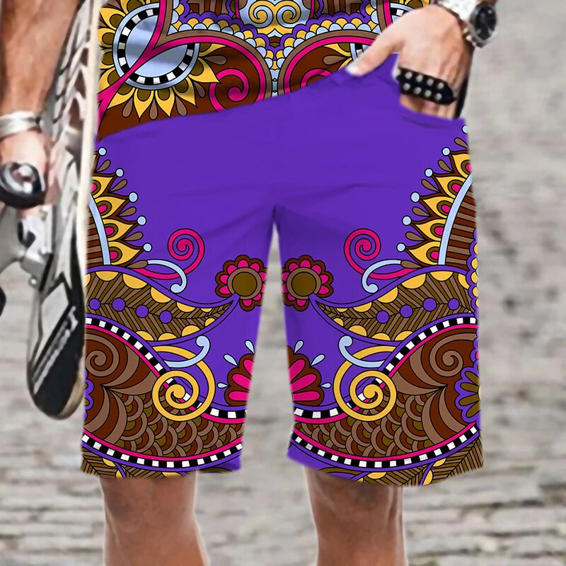 Harajuku 3D Printed Ethnic Exotic Patterns Beach Shorts Men Summer Vintage Swim Pants Fashion Streetwear TrunkCool  Board Shorts
