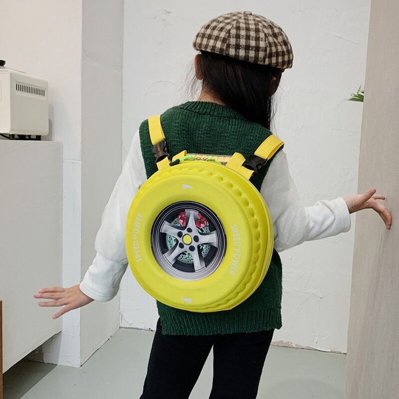 Mochila escolar colorida con forma de neumático para niños, rueda EVA, gran capacidad, protección Espinal, reducción de carga