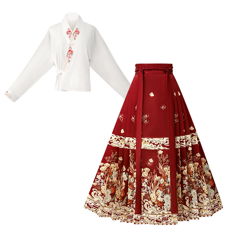 女性のための伝統的なドレス,古代の衣装,レトロな漢服,馬の顔のスカート,プリンセスダンス,漢服