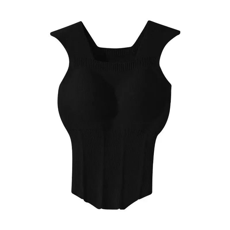 Autumn And Winter New Thick Warm Underwear With Breast Pad Women's Velvet Halter Vest Non-trace Lamb Velvet Thermal Clothing