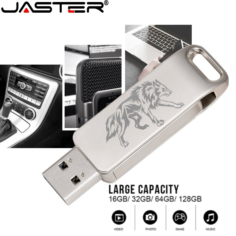 JASTER Tùy Chỉnh LOGO Kim Loại USB 2.0 Ổ Đĩa Flash 4GB 8GB 16GB 32GB 64GB Sỉ Bút Ổ Thương Mại Vụ Đĩa U