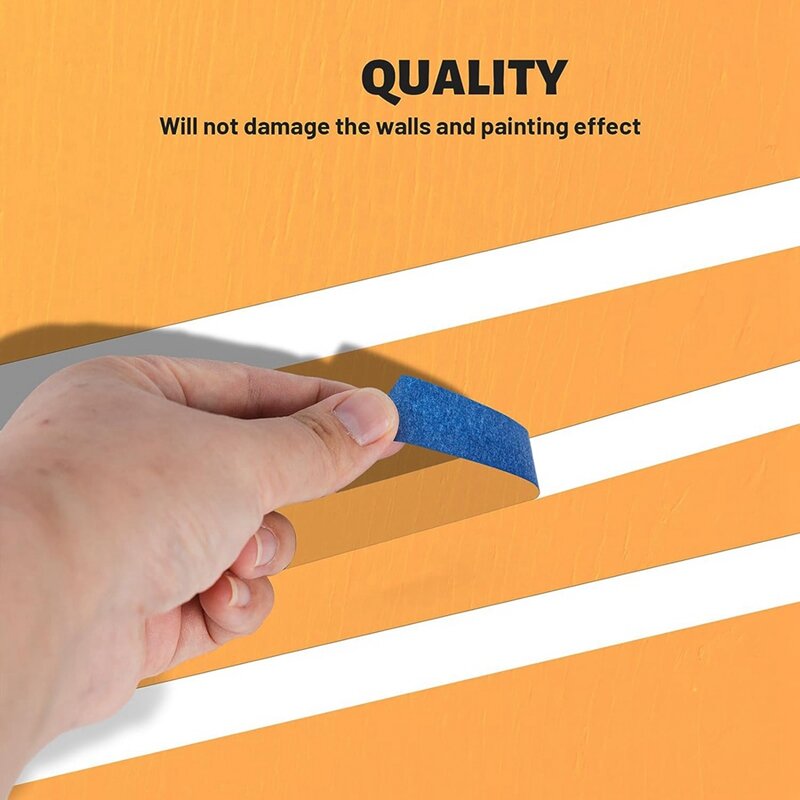 Blue Painters Tape Masking Tape Bulk Paint Tape Blue Tape For Painting Automotive Walls Packing Removable Free Residue, 4 Rolls