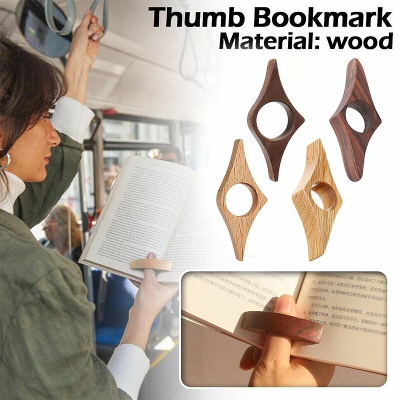 Sólido polegar de madeira para leitura amantes, Suporte de livros, Porta-páginas do livro, Conveniente Leitura Aids Tools, Uma mão
