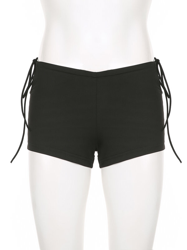 Rockmore-pantalones cortos de tiro bajo con cordones para mujer, bragas ajustadas informales coreanas, pantalones cortos Y2K para verano