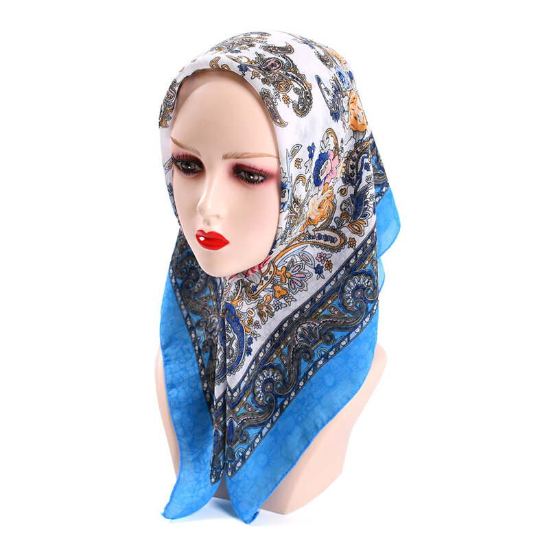 Lenço quadrado feminino, lenço muçulmano, design hijab, bandana, xale de verão, envoltórios, écharpe foulard, 70x70cm