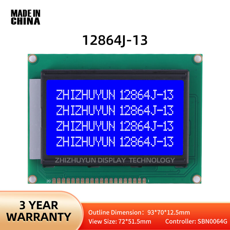 شاشة عرض نصية بغشاء أزرق ، شاشة LCD ، وحدة تحكم x 64 ، SBN0064G ، بيع بالجملة للبضائع الفورية ، 12864J-13