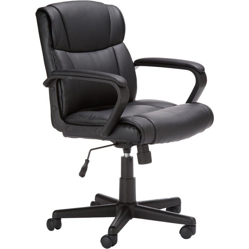 Basics Padded Office Desk Chair with Armrests, Adjustable Height/Tilt, 360-Degree Swivel, 275 Pound Capacity