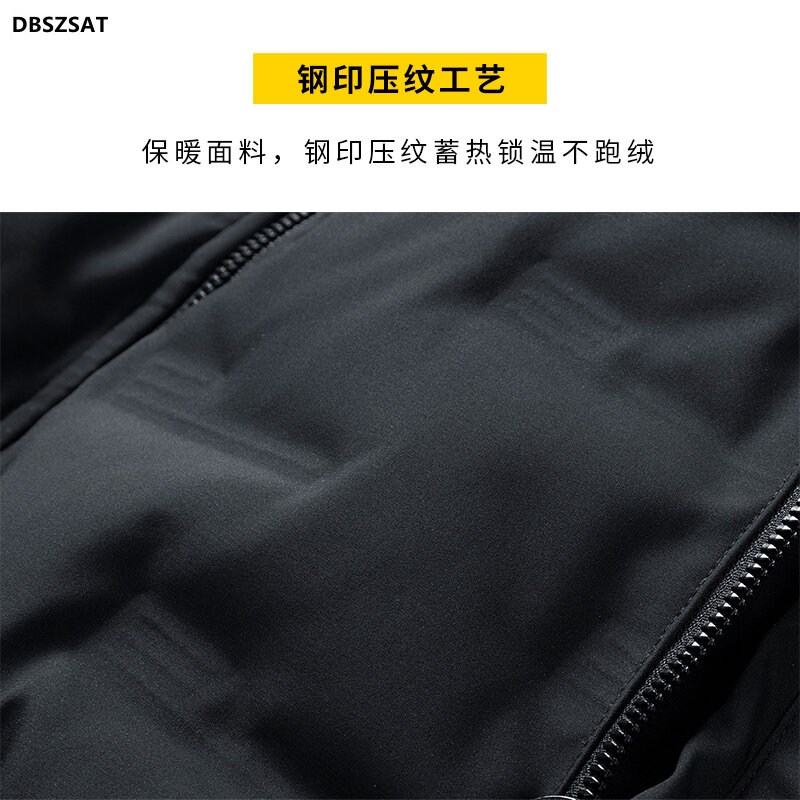 M-4xl Mens Grey Duck Down Jacket Winter Male Coats Zipper Stand Collar Short Style Solid Color Baseball Outerwear Clothes Hy205