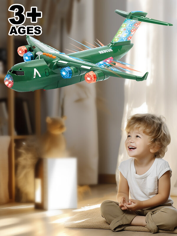 طائرة كهربائية بجهاز تحكم عن بعد مع أضواء ليد موسيقية للأطفال ، نموذج لعبة ، عجلة عالمية ، طائرة إنقاذ للأطفال ، هدية عيد ميلاد