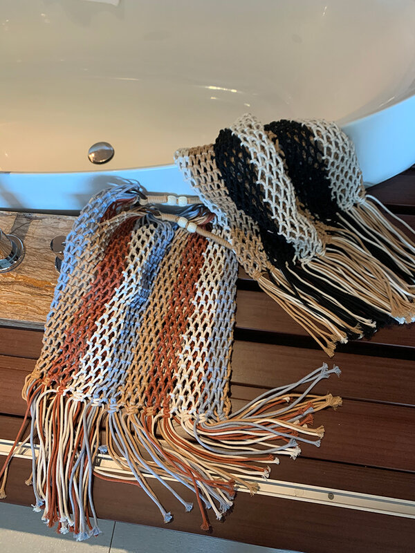 Bolso de red de ganchillo trenzado de diseñador para mujer, bolso de viaje tejido informal, bolso de mano de cubo de playa, monedero, nuevo, 2023