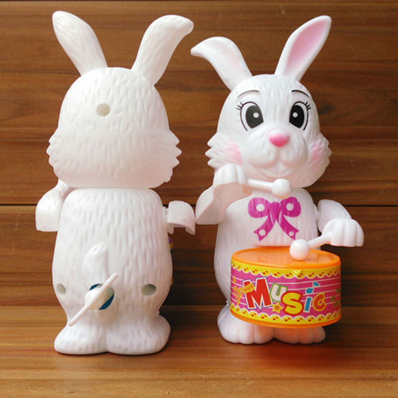 Funny Rabbit Drumming Clockwork Lovely Cartoon Bunny Educational Toy Gift for Kid Gifts Children's Wind-up Toys Party Favors
