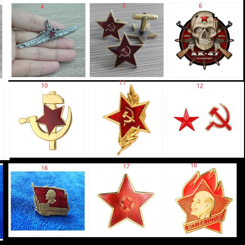 SMTP-insignia de Metal ruso, insignia de martillo de Hoz soviético JX3, Medalla de la estrella roja comunista
