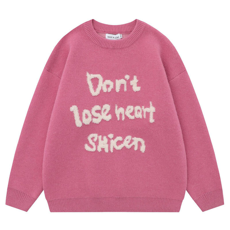 Herren übergroße Strick pullover Hip Hop lustige Buchstaben gedruckt Pullover Harajuku lässig lose O-Ausschnitt Pullover Unisex Streetwear