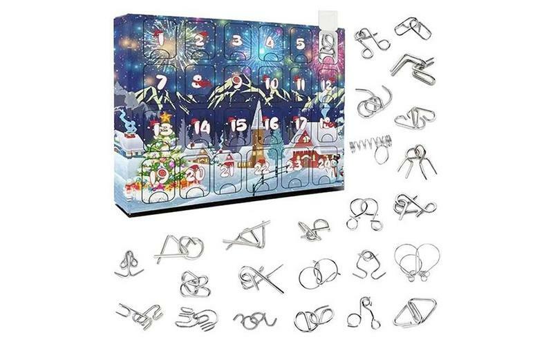 Brain Puzzle Advant-anillos de rompecabezas de Metal, calendario de adviento de Navidad, educativo y divertido, 24 días, 2023
