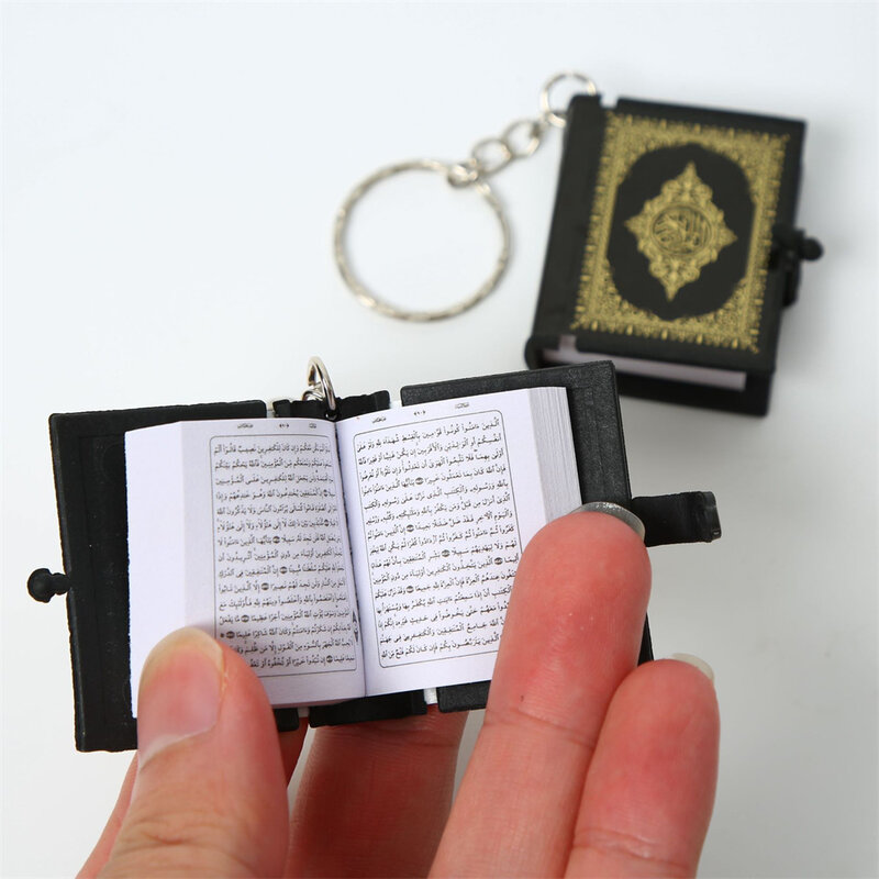 1 Stuks Nieuwe Moslim Sleutelhanger Hars Islamitische Mini Ark Koran Boek Echt Papier Kan Lezen Hanger Sleutelhanger Sleutelhanger Religieuze Sieraden
