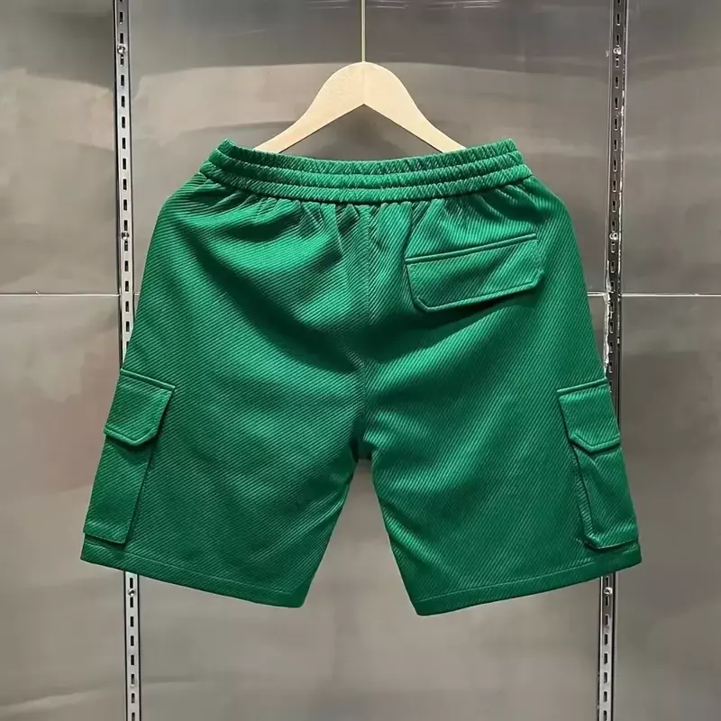 Calça esportiva casual masculina de sesta verde, calça bordada em letras, moda coreana, roupa de alta qualidade, verão, 2023