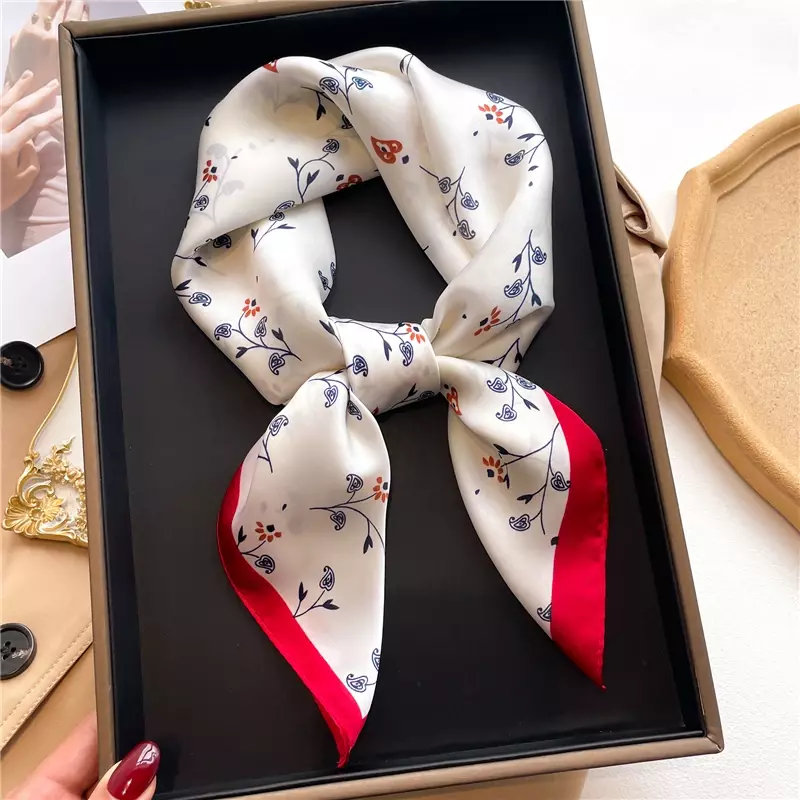 Silk Hair Scarf for Women Fashion Print Shawl Wraps Female Headband Neckerchief 70cm Hand Bag Wrist Foulard Neck Tie Echarpe