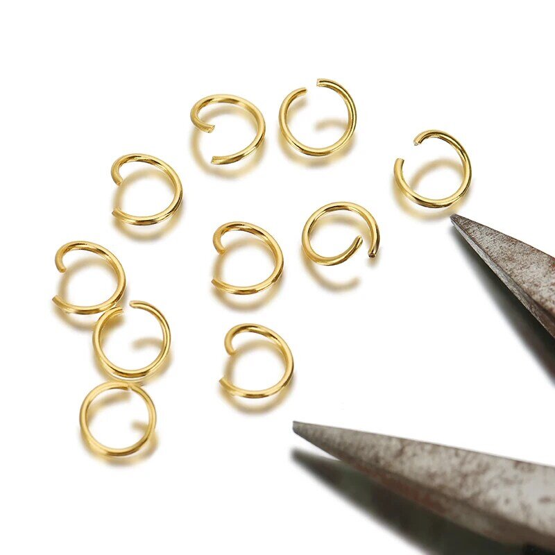 Anillos abiertos de acero inoxidable 316L para hacer joyas, conectores de anillos divididos de 5/6/7/8/10mm, 100/200 unidades por paquete
