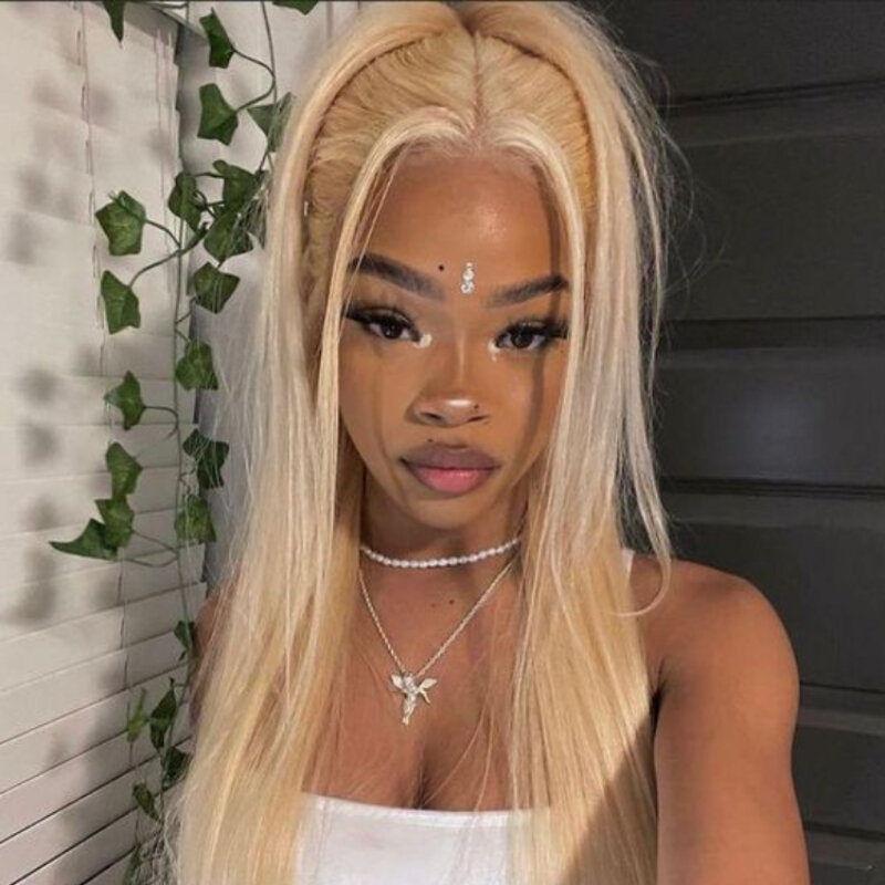 4*4 Frontal Lace Wig Blonde Long Straight Hair Front Lace Wig Headpiece Human Hair Lace Wig for Women