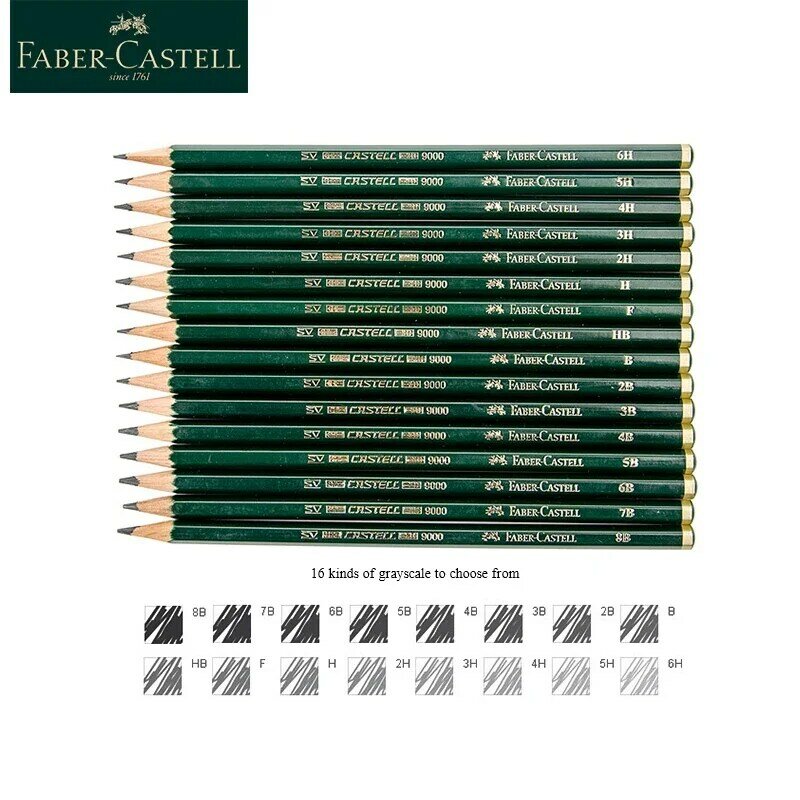 FABER CASTELL 9000 sketching ดินสอ 12/16pcs FABER CASTELL Art ดินสอแกรไฟต์สำหรับเขียนแรเงา Sketch สีดำการออกแบบ
