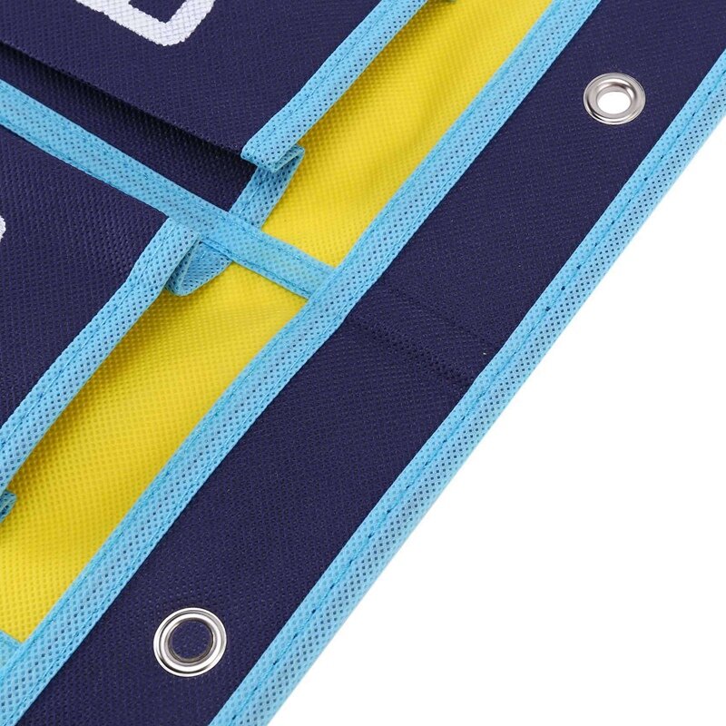 4X Numbered Pocket Chart Classroom Organizer For Cell Phones Calculator Holders (30 Pockets, Blue Pockets)