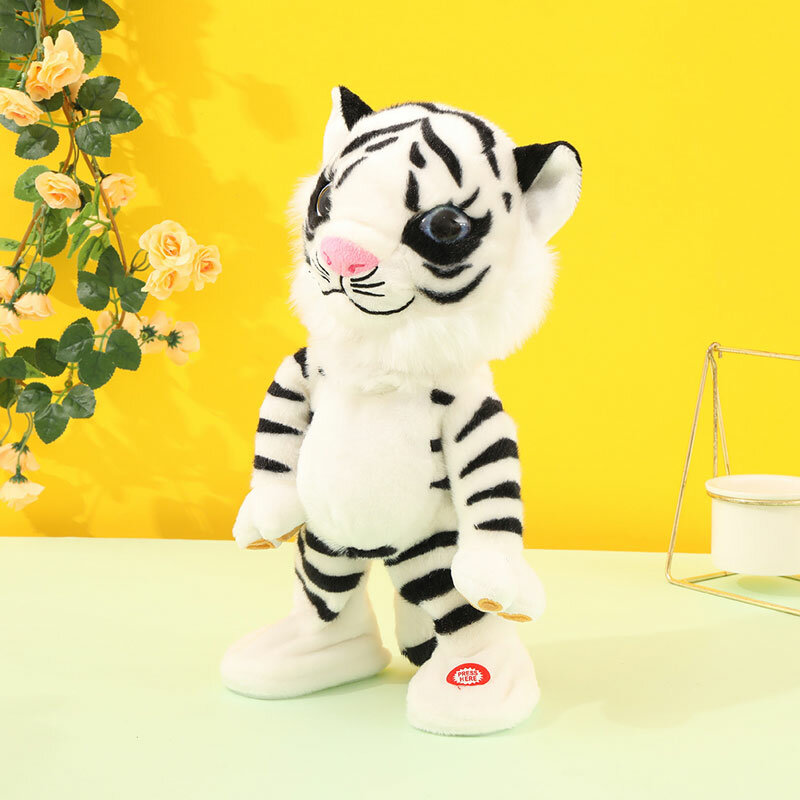 Robot zabawka tygrys elektroniczne pluszowe zwierzę Pet tańcząca śpiewająca piosenka rzut głowy elektryczna muzyka Robotic Tiger dla dzieci prezent urodzinowy