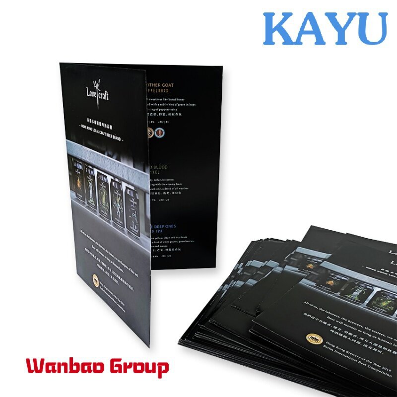 Custom  Custom A4 Design Printing Service Fold Brochure Catalog Restaurant Menu Personalized Beer Stand Board Product Coated Pap